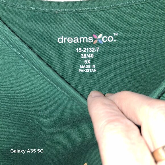 Dreams & Co. Womens Green Christmas Tree Graphic 5X T-Shirt 100% Cotton - Picture 3 of 6